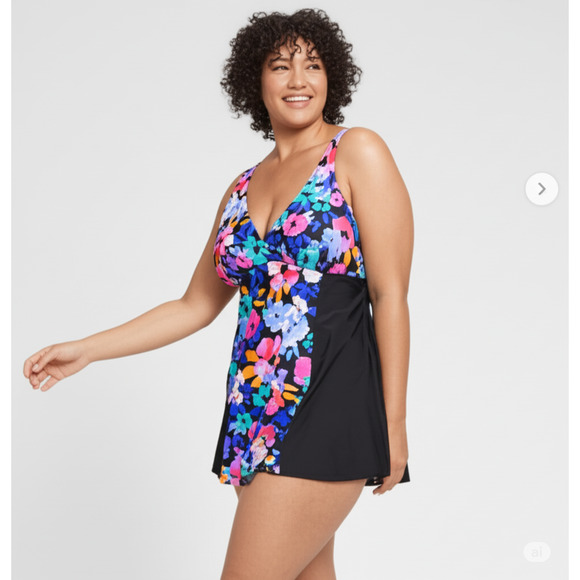 Island Escape Plus Floral‎ Print Tummy Control Underwire Swim-dress Size 22W - Picture 1 of 6